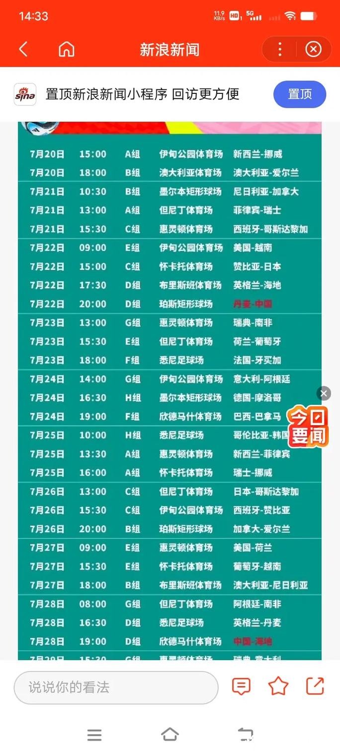 2023年世界杯赛程安排表完整版详情 2023年世界杯赛程安排表完整版详情